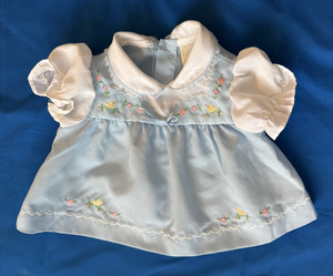 VTG Cradle Togs Baby Girl Robin Blue Dress 0-3 mo Lace Embroidered Birds Flowers
