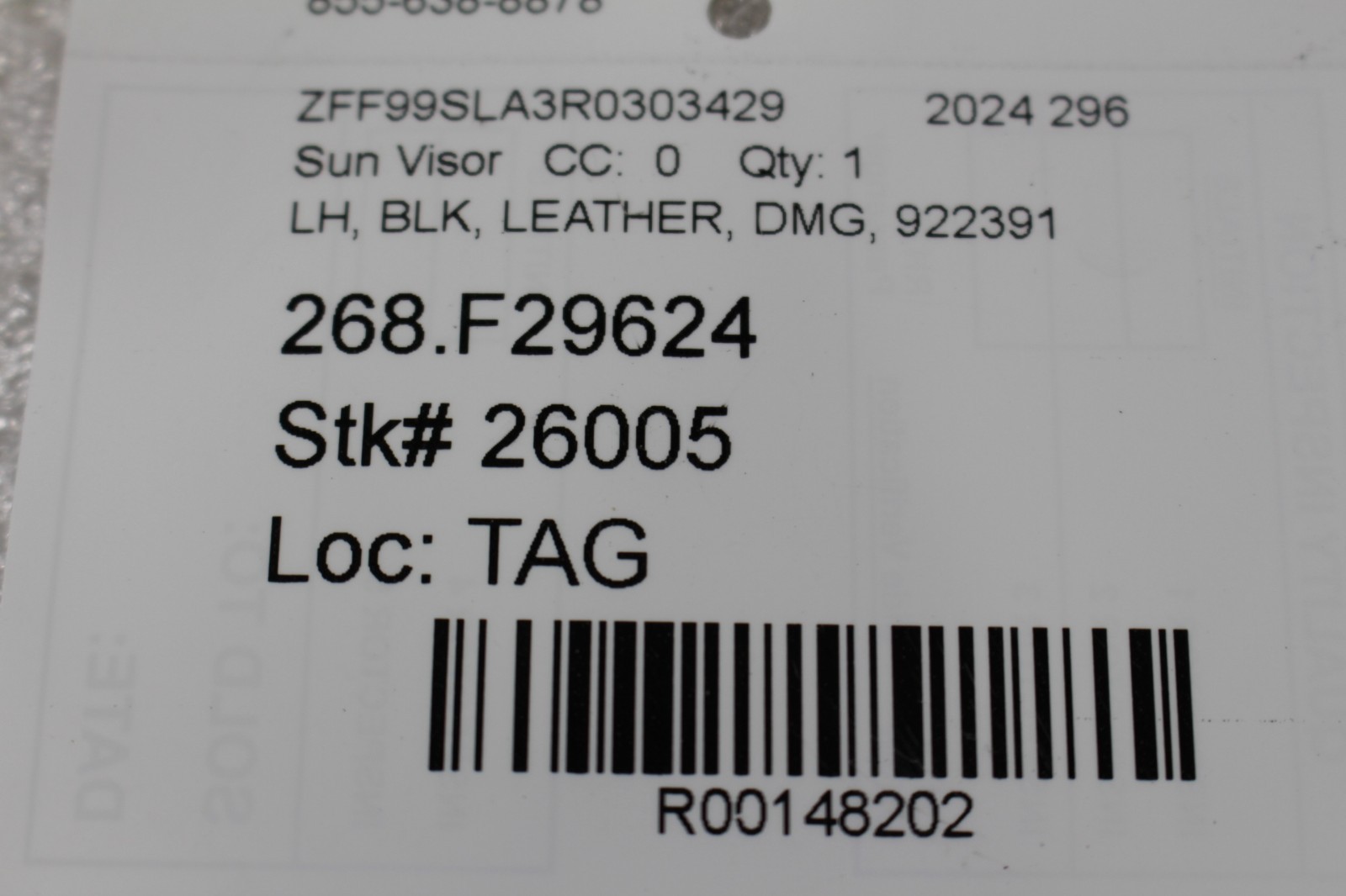 Ferrari 296 GTB Left Sun visor P/N 922391
