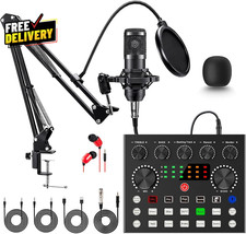 BM-800 Podcast Mic Kit w/ Sound Card Studio Microphone Recording Bundle