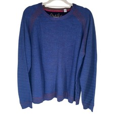 Robert Graham Sweater Men's XL Blue Crew Neck Red Trim Classic Fit EUC Preppy