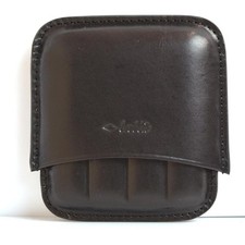 BREBBIA PORTA SIGARI 4 TOSCANELLI O TOSCANO  AMMEZZATO PELLE NERA BREBBIA