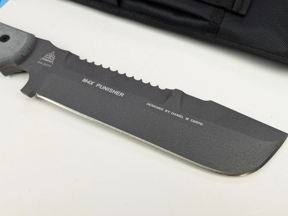 Tops Knives M4X Punisher Knife Sawback Blade Micarta Handles Nylon Sheath USA - Image 2 of 4