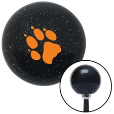 Orange Paw Print Black Metal Flake Shift Knob w/ M16x1.5 Insert Shifter Auto
