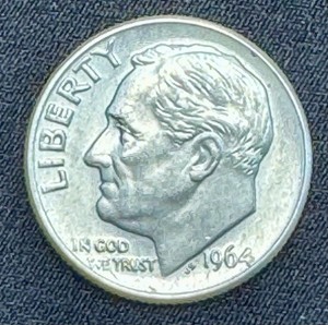 1964 Roosevelt Dime Silver Circulated Uncertified US Coin