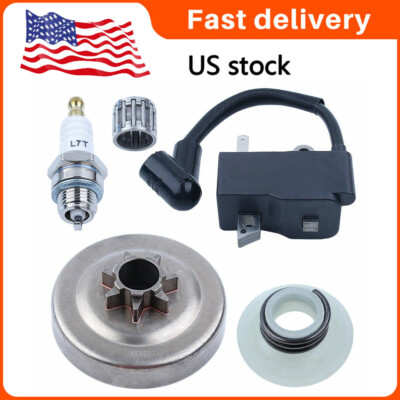 For Husqvarna 435 440 440E 445 450 0.325'' 7T Clutch Drum Kit & Ignition Coil