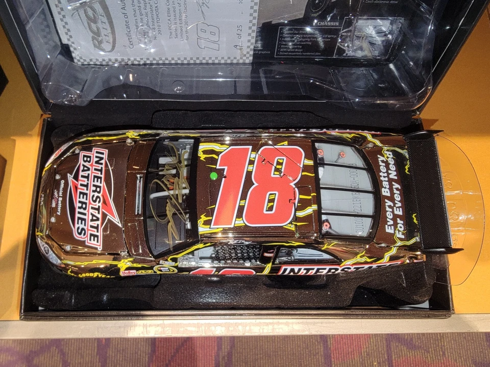 2010 Kyle Busch #18 AUTOGRAPHED Interstate Batteries 1/24th ELITE - White Gold - Image 3 of 4