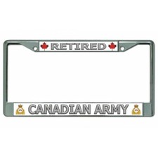 retired canadian army military seal logo chrome license plate frame made in usa