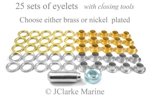 Brass eyelet kits with tools nickel plated eyelets kit & hole punch 8mm - 13mm  - Picture 1 of 11