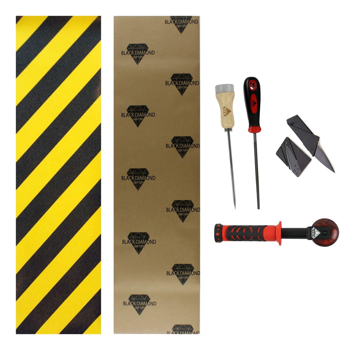 Black Diamond Grip Tape For Longboard Skateboards - Camo Pattern, 10" X 48" Sheet, Extra Coarse For Maximum Grip
