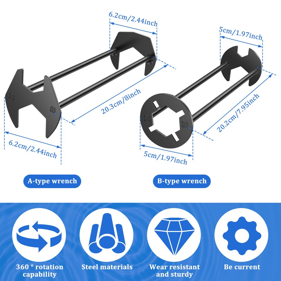 4X Basin Wrench Set Metal Sink Wrench Tool Universal Faucet Hand Tool