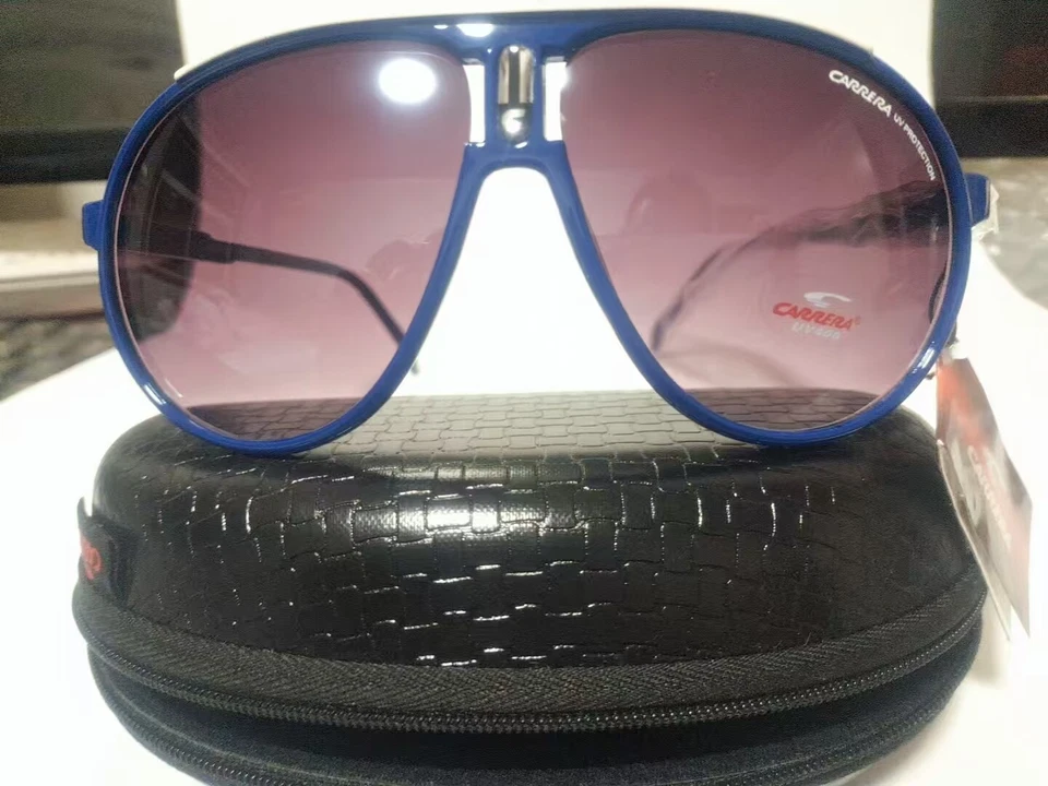 Nuevo Moda Para hombres Mujeres Retro Exterior Mate Negro Gafas de Sol Carrera Azul Foto 2 de 4