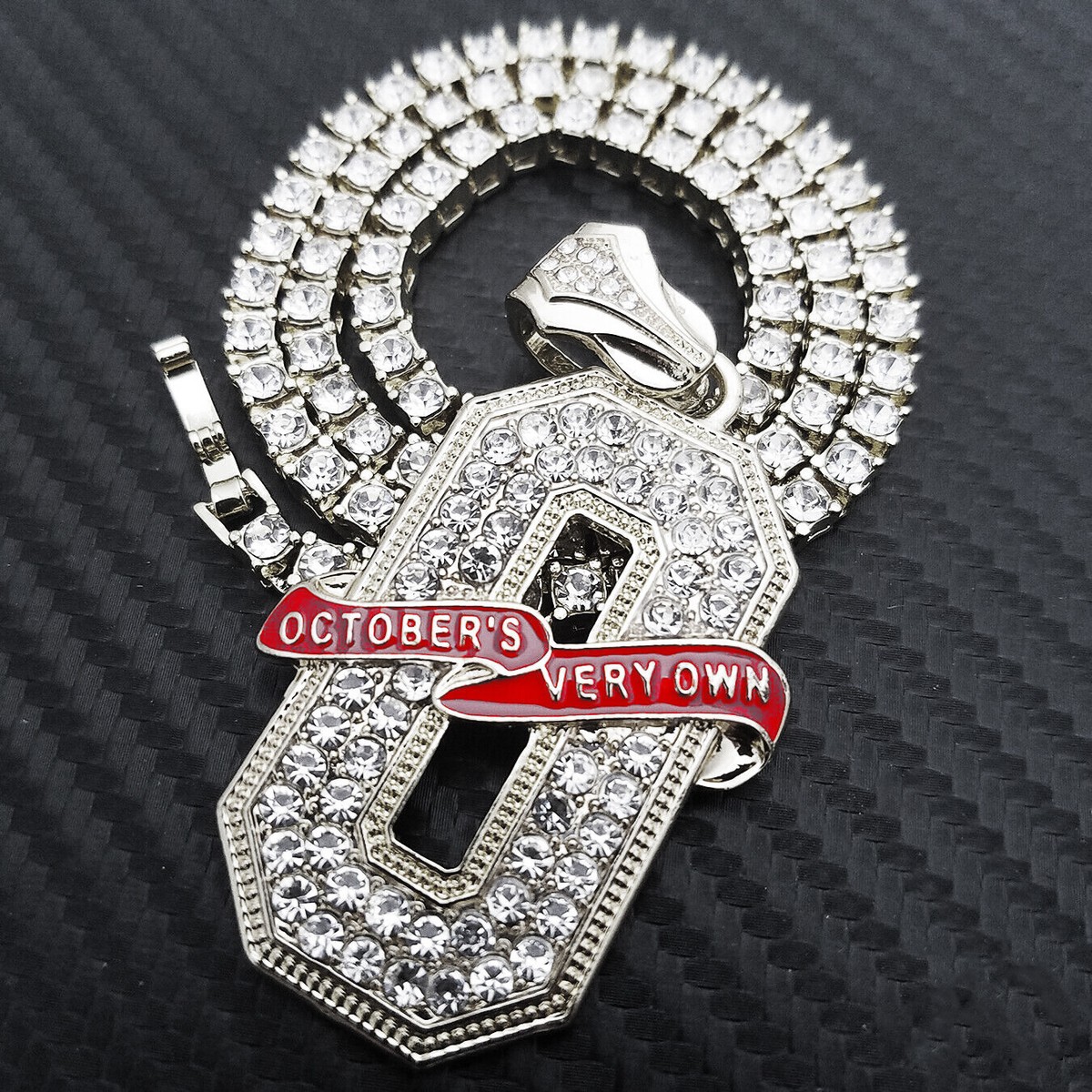 Hip Hop Silver Plated OVO O Pendant Full Iced 1 ROW Simulated