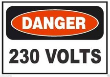 Danger 230 Volts Electrical Electrician Safety Sign Sticker Decal Label D218