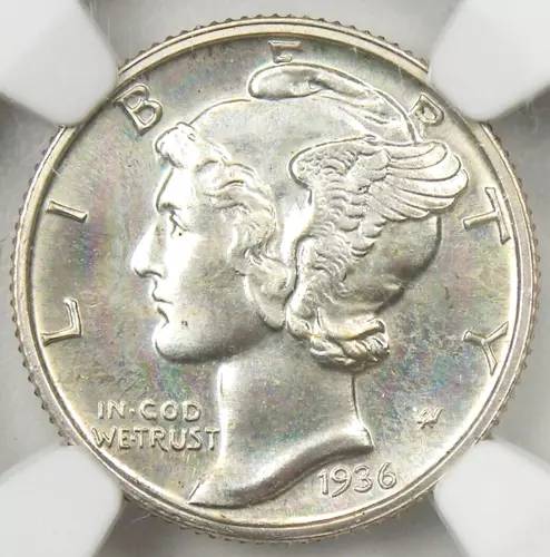 1936 Proof Mercury Dime 10C Coin - NGC PR67+ Plus Grade (PF67+) - $8,000 Value