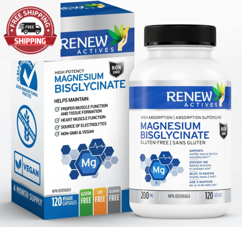 Magnesium Glycinate Supplement: 200 Mg Pure Magnesium Bisglycinate for Full Body - Picture 1 of 12