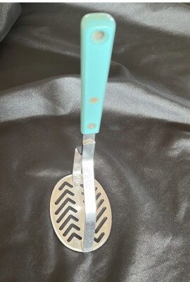 Vintage 50s/60s Ekco Forge Potato Masher~Turquoise~MCM Kitchen Gadget