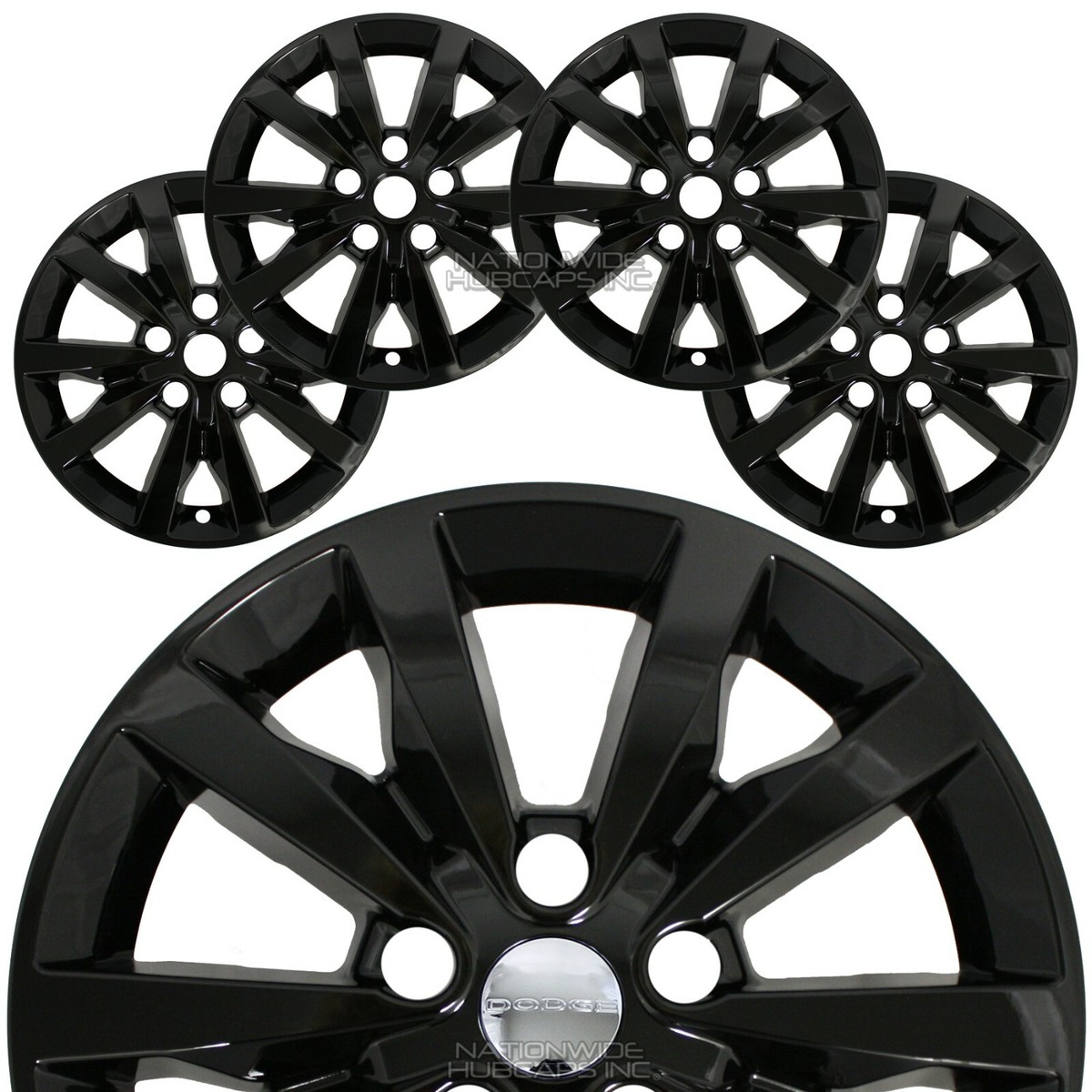 4 fit Dodge Durango SXT 2014-2024 Black 18&quot; Wheel Skins Hub Caps 