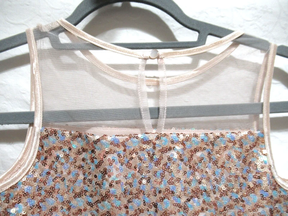 Pink & Violet Girl's Size 8 Nude Color Sequin Tulle Sleeveless Dress - Image 4 of 4