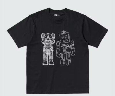 UNIQLO KAWS x Andy Warhol T-Shirt Men's XS Black Cotton Crew Neck  Shirt. New