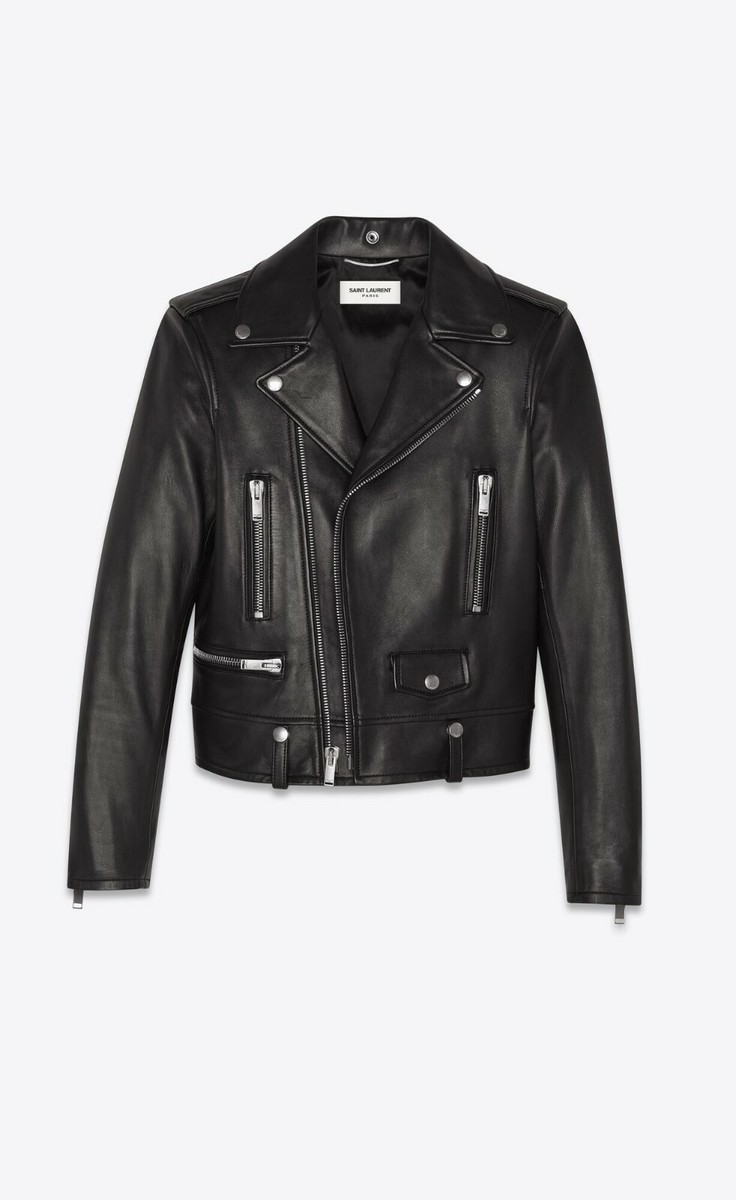 ダウンジャケット・コート Saint Laurent 'Motorcycle' biker jacket SAINT LAURENT MOTORCYCLE JACKET IN PLUNGED LAMBSKIN Size 46