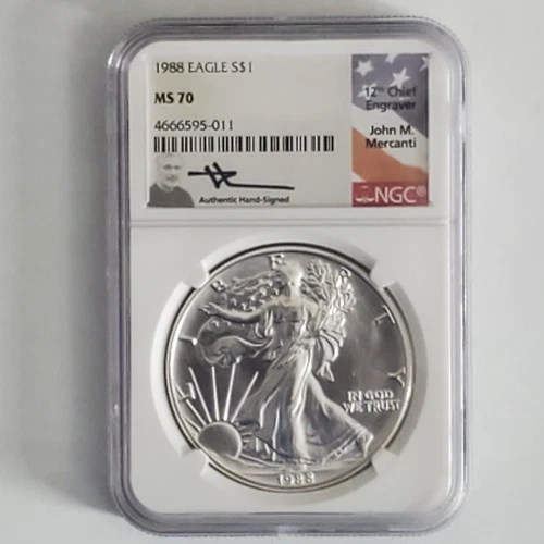 1988 American Silver Eagle MS-70 .999 NGC (Mercanti) *GEM*