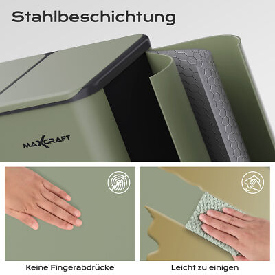 Poubelle à Pédale MAXCRAFT 60L En Acier Anthracite - Double Bac, Fermeture Douce, Filtre Anti-odeurs, Pour Cuisine Ou Entrée