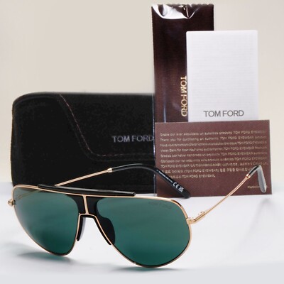 Tom Ford Sunglasses Addison Gold Black Green Pilot Square  display picture 2