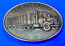 Keep On Trucking Semi Truck Drivers Long Haulers Transportation Co Belt Buckle