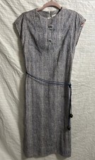 Vtg Kimberly Gray Dress Women’s Sleeveless Sheath Formal Tie Front Size 12