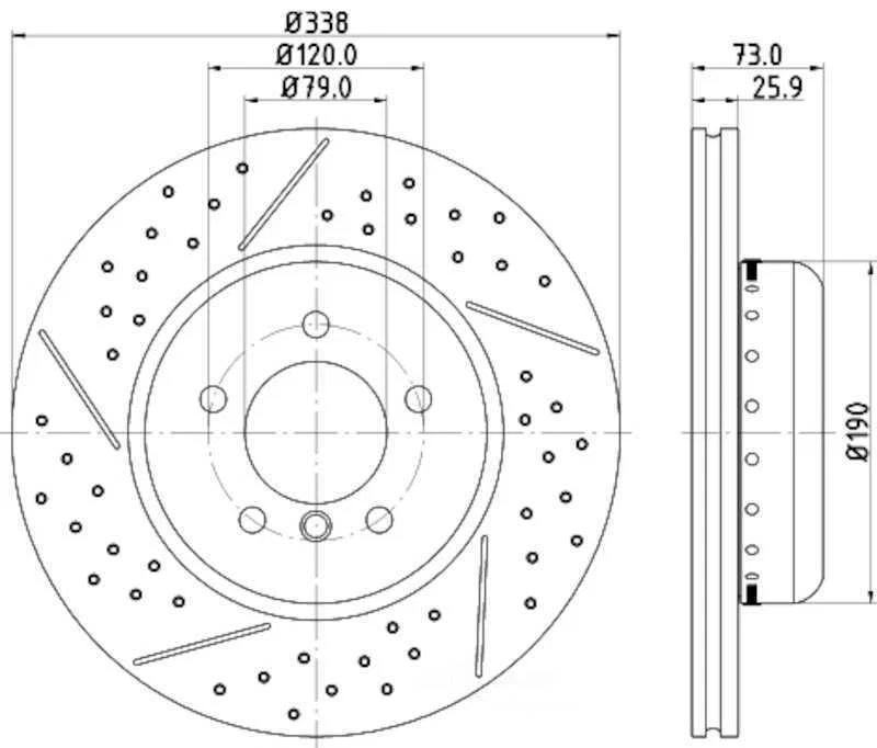 Base de rotor de freno de disco Hella-PAGID 355123041 para BMW 135i 2011 Foto 2 de 4