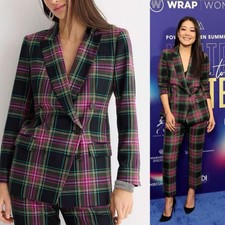 J. Crew Double Breasted Lady Jacket In Pink Stewart Tartan Wool Blend Size 4