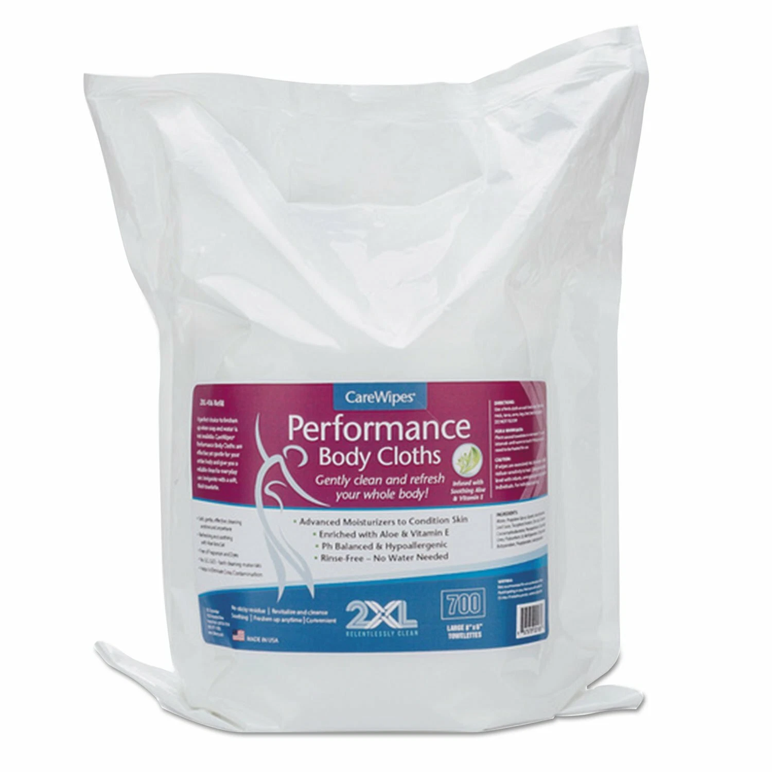 CASE OF 4, CAREWIPES Performance Body Cloths, 7 X 8 1/2, White, 700/pack TXLL436