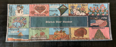 12 Season Bless Our Home Tapestry Table Runner Wall Decor 32.75 X 12 