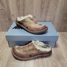 Born Mohawk Shearling Winter Clog Fur Lined Leather Slid On Slippers Women Sz 5 