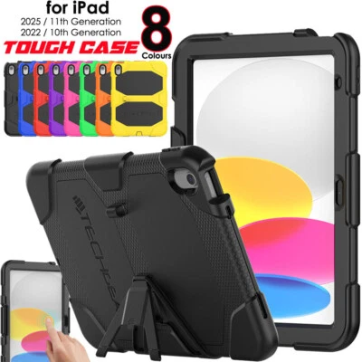 TECHGEAR iPad A16 11" 11th Generation 2025 Tough HEAVY DUTY Shockproof Rugged Stand Case
