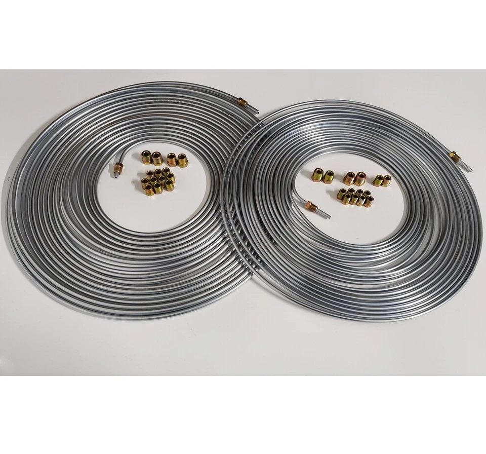 Kit de linha de freio de aço galvanizado para carro 3/16 1/4 polegadas rolos de 50 pés com 32 acessórios 2 peças - Imagem 4 de 4