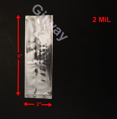 2 x 6''  Clear Plastic Poly LDPE Bags Lay Open Top Flat 2x6'' 2 MiL 100 500 1000
