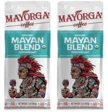 Mayorga Organics Mayan Blend USDA Organic Medium Roast Whole Bean Coffee 2lb 2pk