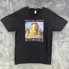 Travis Scott Shirt XL Black Tee Astroworld Rap Band Concert Music 2019 USA Made