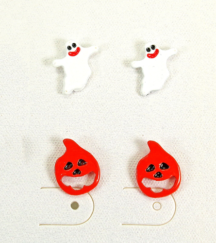 Halloween earring set pumpkin, bat, ghost, spider, web, black ball, Set of 6 NEW - Picture 4 of 6