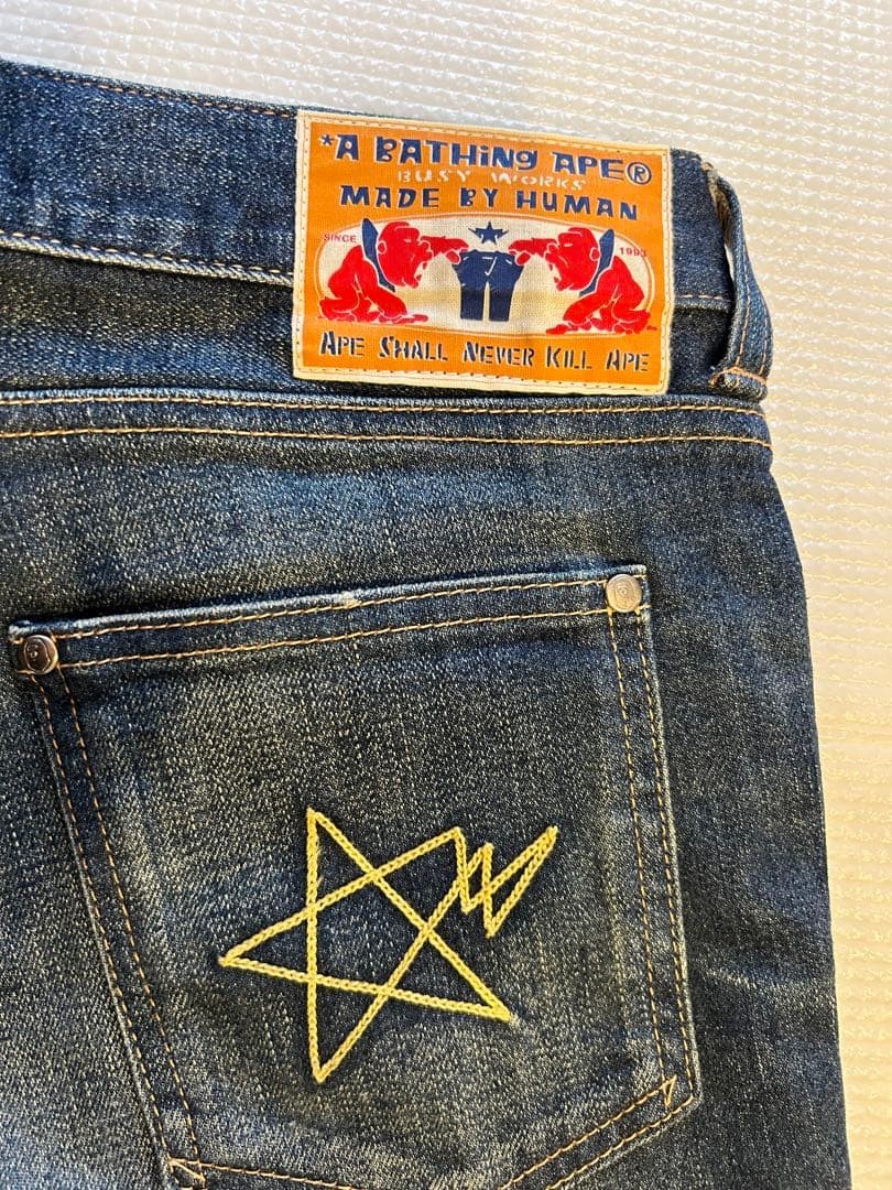 A Bathing Ape Straight Denim Pants Jeans Blue S BA0226245 thumbnail 3