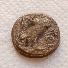 UNIQUE ANCIENT ROMAN GREEK EMPIRE SOLID BRONZE RARE UNIQUE ATHENA OWL COIN