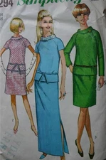 SIMPLICITY 7294 MISSES DAY TO EVENING TOP & SLIM SKIRT PATTERN SIZE 14
