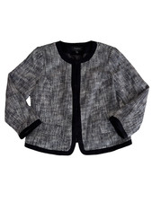 Talbots Black White Gray Tweed Blazer Jacket Pockets Career Business Size 6