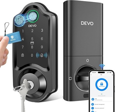 Smart Lock w/ Doorbell Fingerprint Keyless Entry Deadbolt Auto-Lock Waterproof 