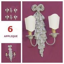 6 Vintage Shabby Chic Wall Lights Wooden Elegant Handcrafted B14