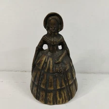 Vintage Edwardian Woman Southern Belle Brass Bell 4.5" x 2.5 Victorian Dress B16