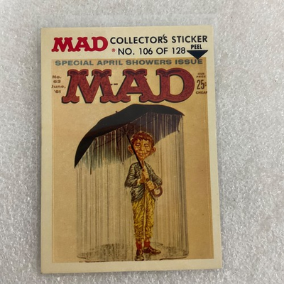 #ad 1983 MAD Trouble Stickers No 106 Fleer April Showers Sticker Card $14.99