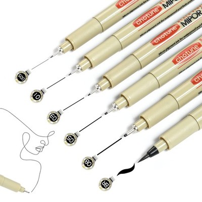 Micro Fineliner Pens Set, 6 Pack Black Waterproof Ink for Drawing & Illustration