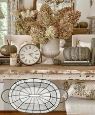 FRENCH BAKERY BASKET VTG Wire Rustic Country Farmhouse Primitive Rusty Iron Pri